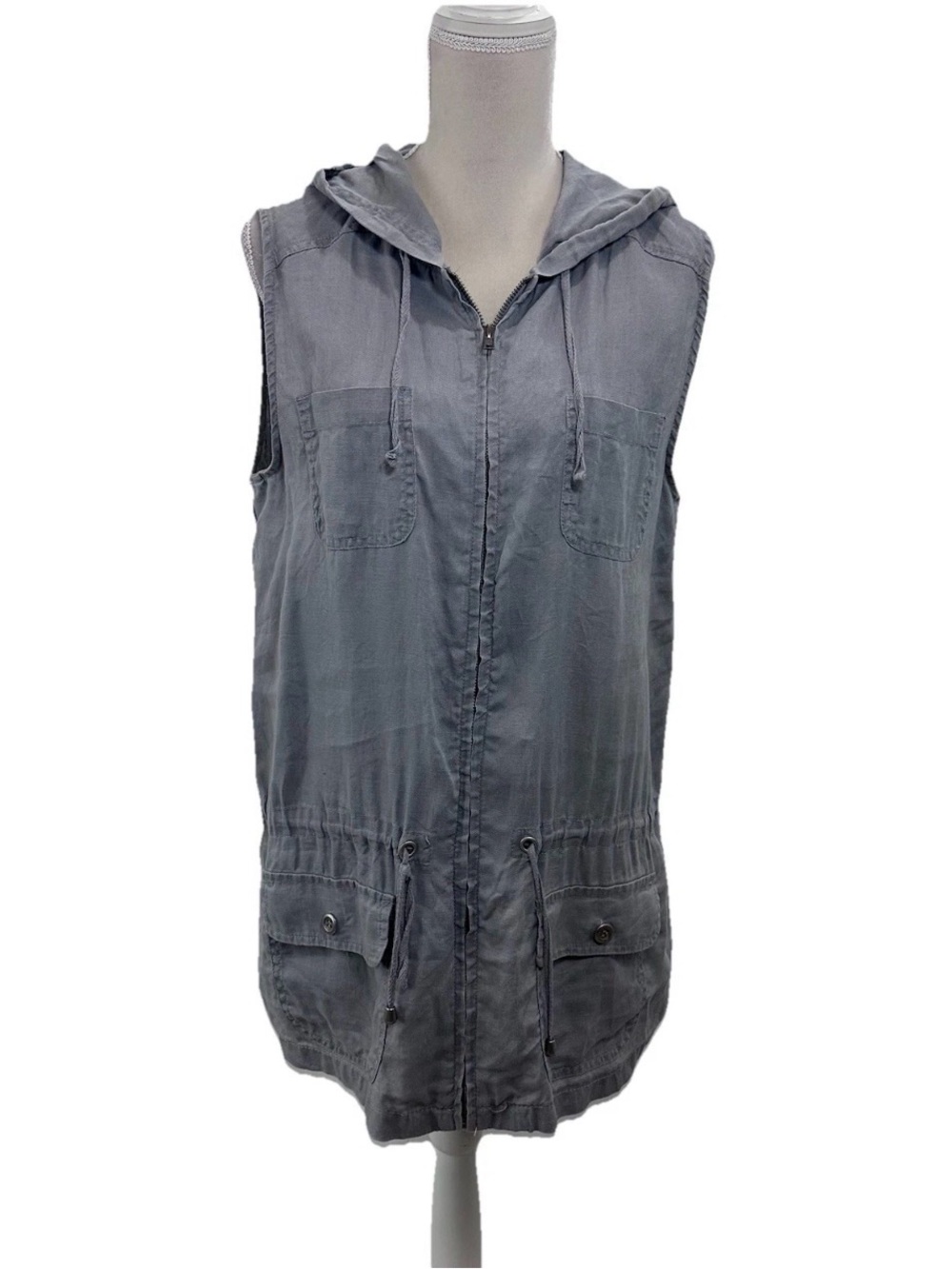Kenar Lightweight Linen Top Vest in Gray